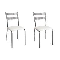 Cadeira Sala De Jantar Bali 2c141cr Aço Kit 2 Un Cromado-ano Branco - Kappesberg - 1