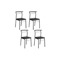 Cadeira De Cozinha 1708 Aço Kit 4 Uni Preto-courano Preto - Carraro - 1
