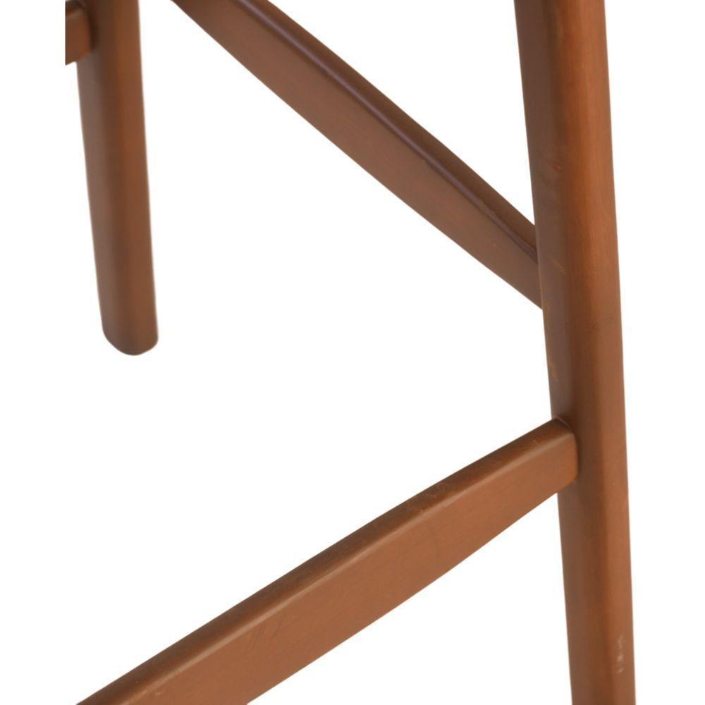 Banqueta Alta Pietra Madeira Maciça Castanho Estofado Corino Marrom Mescla Encosto Curvo Moderno - 3