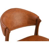 Banqueta Alta Pietra Madeira Maciça Castanho Estofado Corino Marrom Mescla Encosto Curvo Moderno - 2