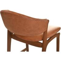 Banqueta Alta Pietra Madeira Maciça Castanho Estofado Corino Marrom Mescla Encosto Curvo Moderno - 8