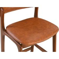 Banqueta Alta Pietra Madeira Maciça Castanho Estofado Corino Marrom Mescla Encosto Curvo Moderno - 9