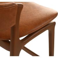 Banqueta Alta Pietra Madeira Maciça Castanho Estofado Corino Marrom Mescla Encosto Curvo Moderno - 10