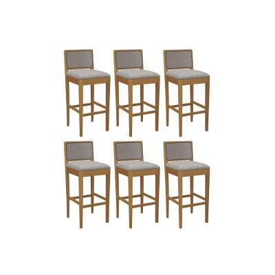 Banqueta Sala De Jantar Sara 1bmm005ca Premium Madeira Maciça Kit 6 Un Carvalho-linho Cinza-tela Grafite - Kappesberg