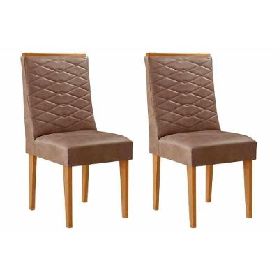 Cadeira Sala De Jantar Dafne Kit 2 Un Naturale-corano Capuccino - Rufato