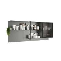Armário Aéreo Cozinha Modulado Alpha 2504 C- 1 Porta C- Vidro 200cm Cinza - Carraro - 1