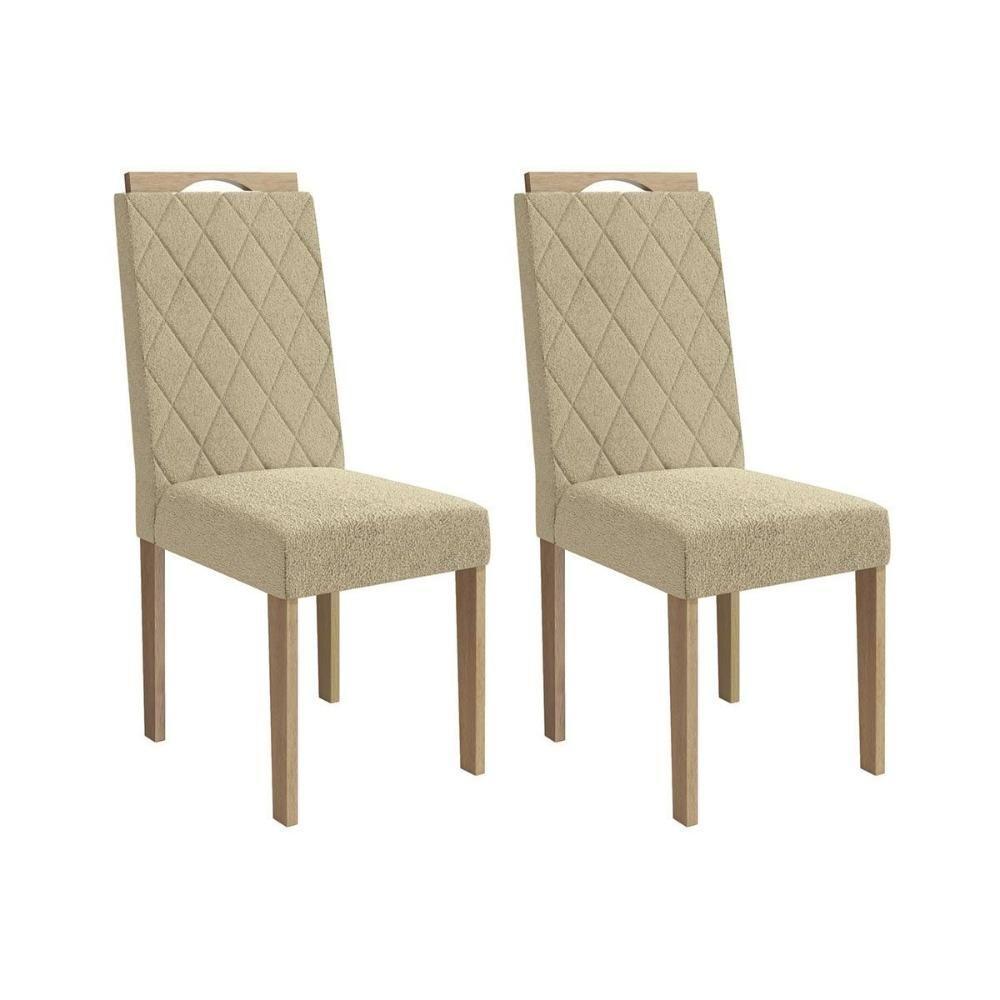 Cadeira De Cozinha Camélia 2cad153 Madeirado Kit 2 Un Carvalho-boucle Bege - Kappesberg - 1