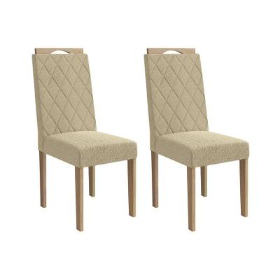 Cadeira De Cozinha Camélia 2cad153 Madeirado Kit 2 Un Carvalho-boucle Bege - Kappesberg