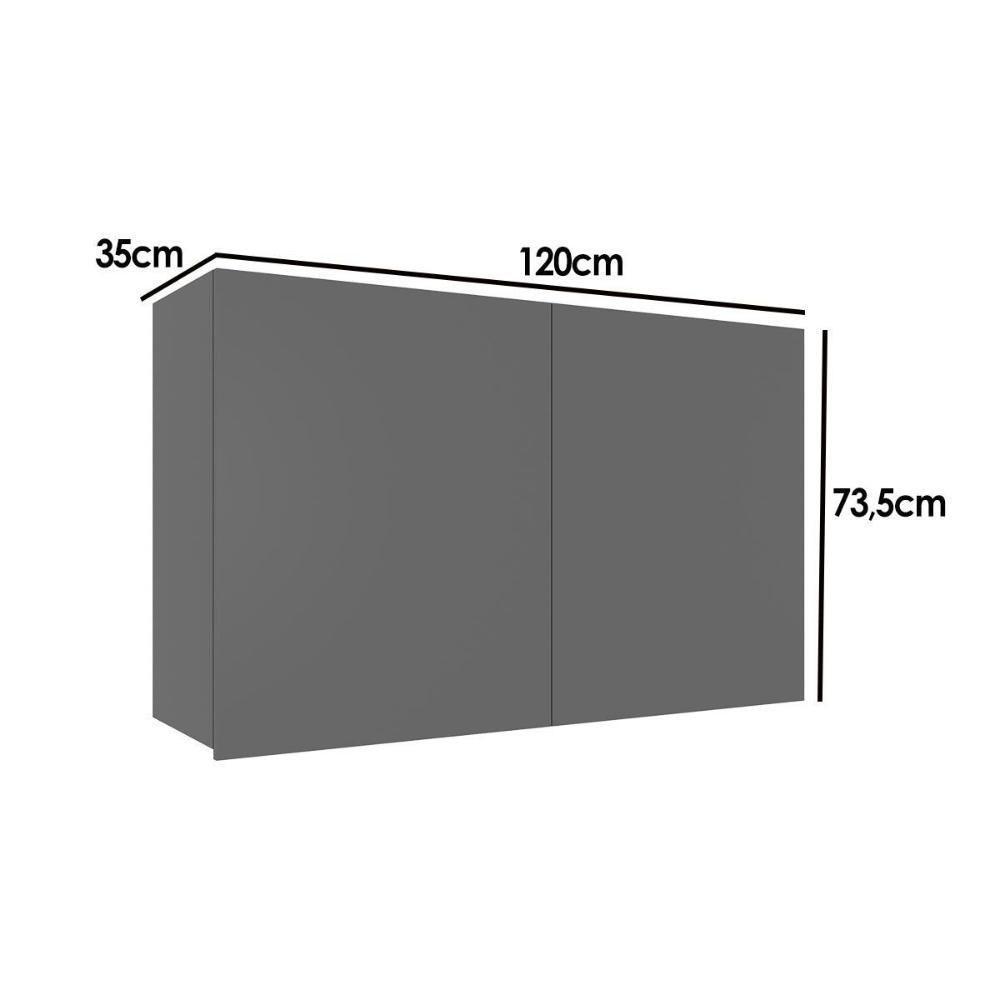 Armário Aéreo P- Cozinha Amsterdam Ph 3105 C- 2 Portas 120cm Grafite - Herval - 3