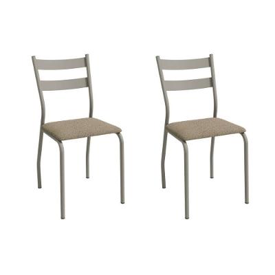 Cadeira Sala De Jantar Bali 2c141nk Aço Kit 2 Un Niquel-boucle Bege Fendi - Kappesberg