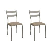 Cadeira Sala De Jantar Bali 2c141nk Aço Kit 2 Un Niquel-boucle Bege Fendi - Kappesberg - 1
