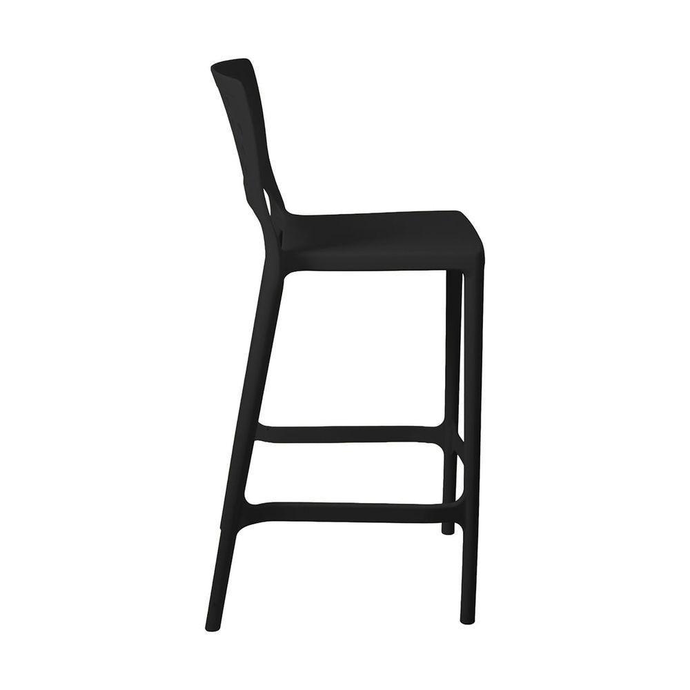 Banqueta Alta Para Bancada E Cozinha Preta Empilhável Marte Em Polipropileno Acrilys - 2