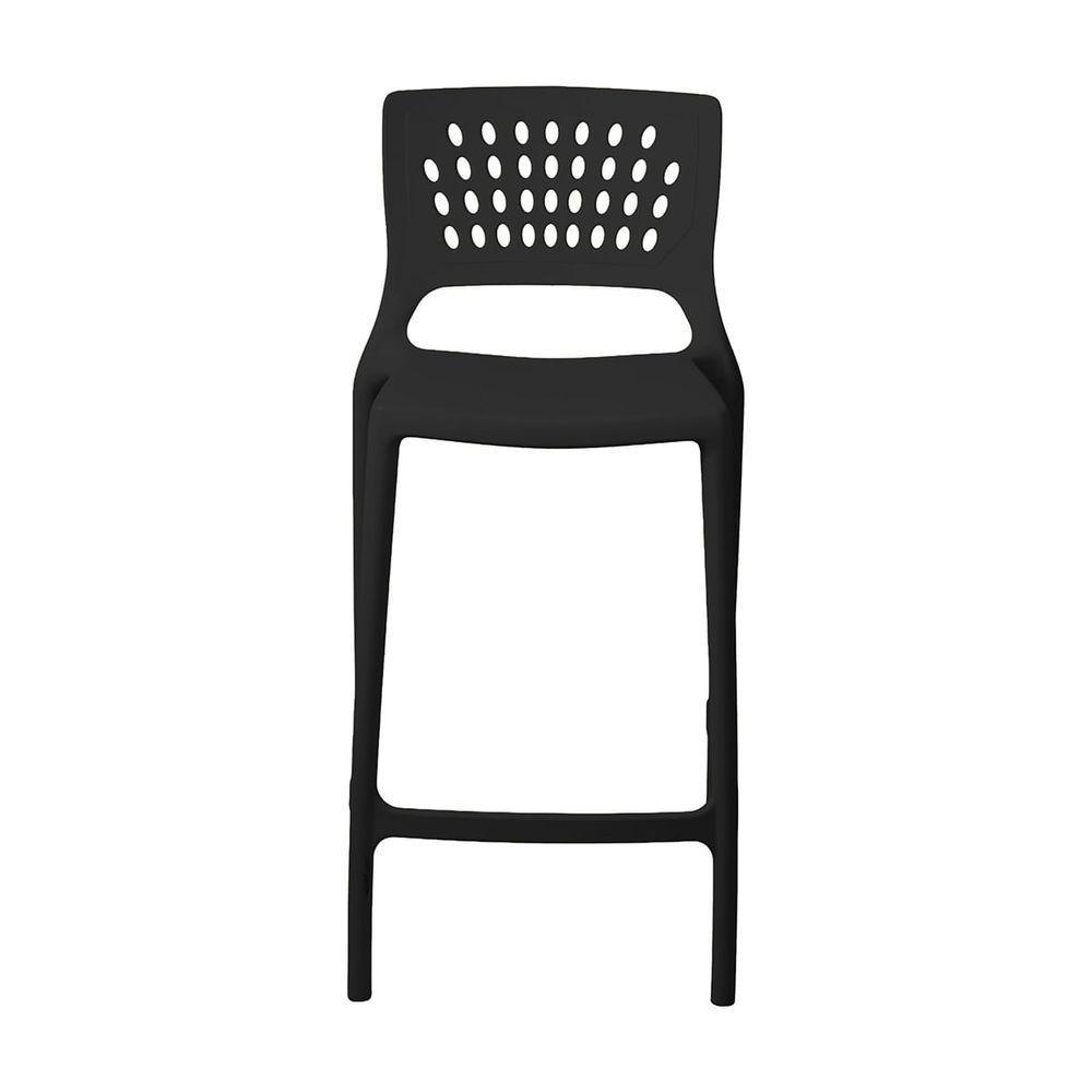 Banqueta Alta Para Bancada E Cozinha Preta Empilhável Marte Em Polipropileno Acrilys - 3