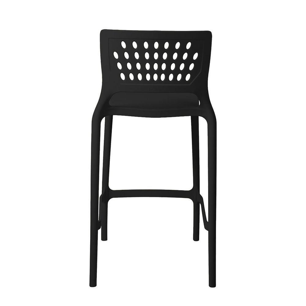 Banqueta Alta Para Bancada E Cozinha Preta Empilhável Marte Em Polipropileno Acrilys - 4