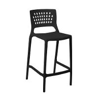 Banqueta Alta Para Bancada E Cozinha Preta Empilhável Marte Em Polipropileno Acrilys - 1