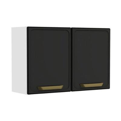 Armário Aéreo Cozinha Modulado Bella C- 2 Portas 80cm Grafite - Bertolini