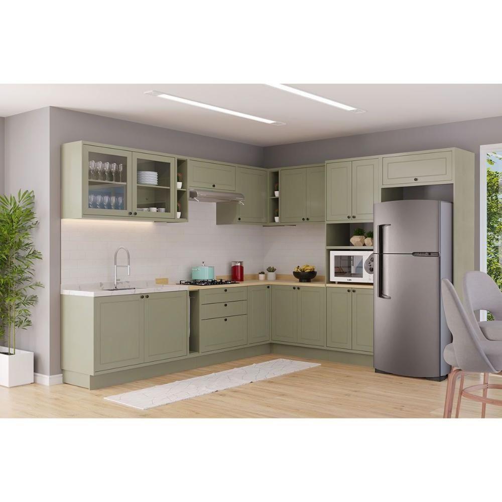 Armário Aéreo P- Cozinha évora Ph 3125 Canto Reto C- 1 Porta E 2 Nichos 92,5cm Verde - Herval - 5