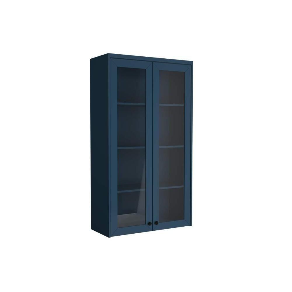 Armário Aéreo P- Cozinha évora Ph 3129 C- 2 Portas C- Vidro 80cm Azul - Herval - 1
