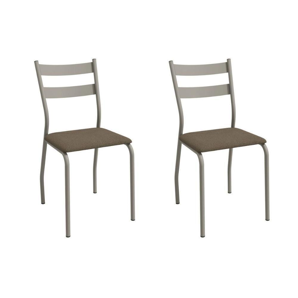 Cadeira Sala De Jantar Bali 2c141nk Aço Kit 2 Un Niquel-suede Cappuccino - Kappesberg - 1
