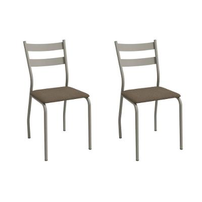 Cadeira Sala De Jantar Bali 2c141nk Aço Kit 2 Un Niquel-suede Cappuccino - Kappesberg