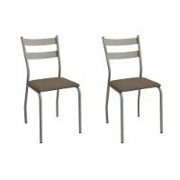 Cadeira Sala De Jantar Bali 2c141nk Aço Kit 2 Un Niquel-suede Cappuccino - Kappesberg - 1