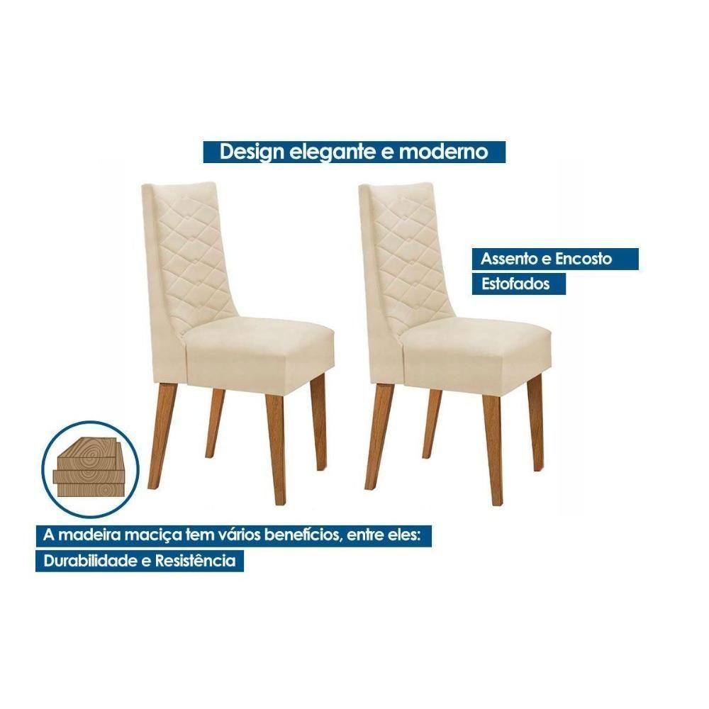 Cadeira Sala De Jantar Dafne Kit 6 Un Madeira Capuccino-suede Capuccino - Rufato - 5
