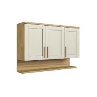 Armário Aéreo P- Cozinha Riesling C- 3 Portas E Prateleira 120cm Amendoa-off White - Ronipa - 1