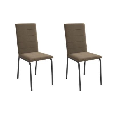 Cadeira De Cozinha Amsterdã 2c091 Aço Kit 2 Un Preto-suede Cappuccino - Kappesberg