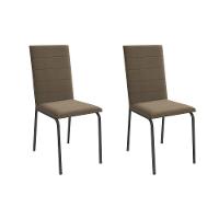 Cadeira De Cozinha Amsterdã 2c091 Aço Kit 2 Un Preto-suede Cappuccino - Kappesberg - 1