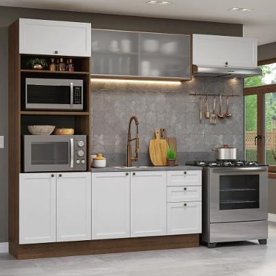Armário de Cozinha Completa Vik 8 Portas 3 Gavetas MDF 270 cm Branco Rustic