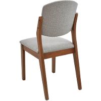 Cadeira Jantar Isadora Madeira Maciça Castanho Estofado Linho Cinza Claro - 6