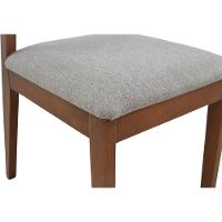 Cadeira Jantar Isadora Madeira Maciça Castanho Estofado Linho Cinza Claro - 7