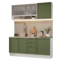 Armário De Cozinha Compacta 180 Cm Branco-verde Vik Madesa 03 Branco-verde - 2