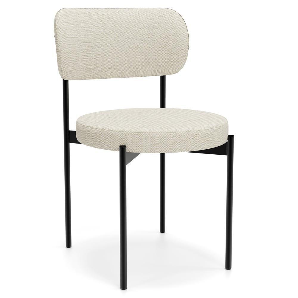 Cadeira Decorativa Estofada Para Sala De Jantar Louvre L02 Linho Champagne - Lyam Decor - 1