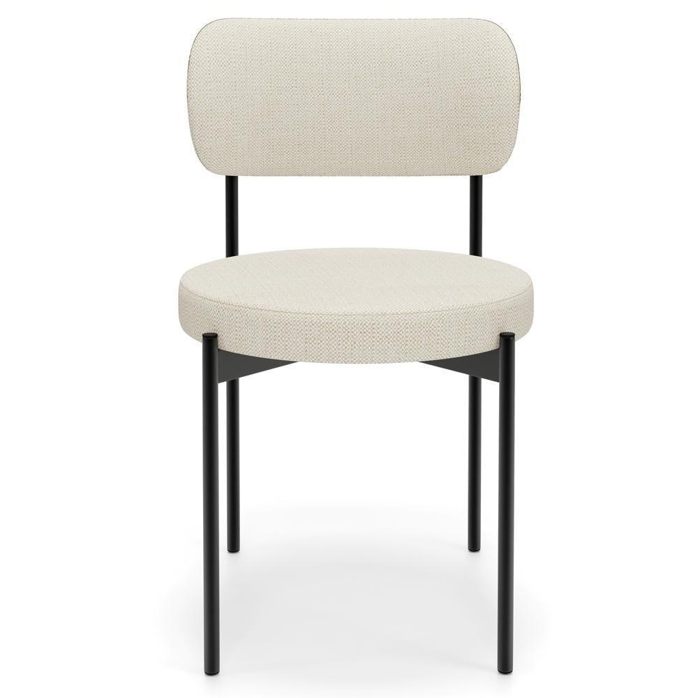 Cadeira Decorativa Estofada Para Sala De Jantar Louvre L02 Linho Champagne - Lyam Decor - 3