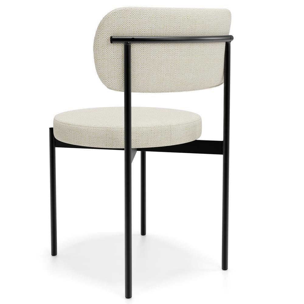 Cadeira Decorativa Estofada Para Sala De Jantar Louvre L02 Linho Champagne - Lyam Decor - 8