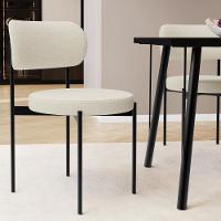 Cadeira Decorativa Estofada Para Sala De Jantar Louvre L02 Linho Champagne - Lyam Decor - 2