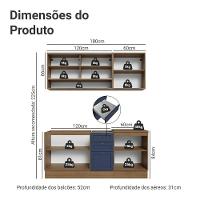 Armário De Cozinha Compacta 180 Cm Rustic-azul Vik Madesa 04 Rustic-azul - 3