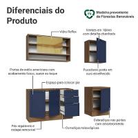 Armário De Cozinha Compacta 180 Cm Rustic-azul Vik Madesa 04 Rustic-azul