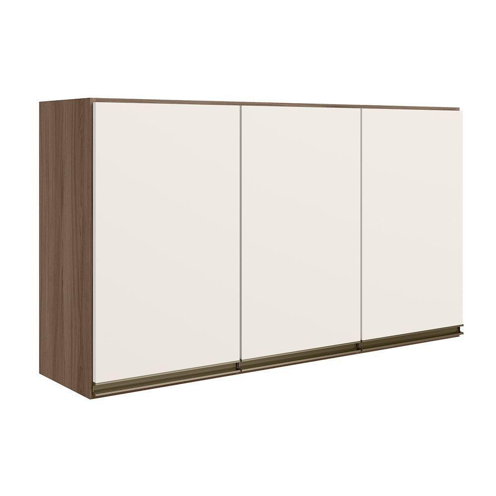 Armario Aereo 3 Portas Mdf 120 Cm Kali 12197 Carvalho Toq Off White Cetim Nicioli Carvalho Toq Off White Cetim - 1