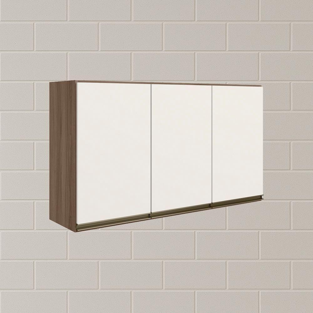 Armario Aereo 3 Portas Mdf 120 Cm Kali 12197 Carvalho Toq Off White Cetim Nicioli Carvalho Toq Off White Cetim - 6
