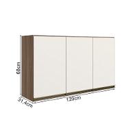 Armario Aereo 3 Portas Mdf 120 Cm Kali 12197 Carvalho Toq Off White Cetim Nicioli Carvalho Toq Off White Cetim - 3