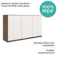 Armario Aereo 3 Portas Mdf 120 Cm Kali 12197 Carvalho Toq Off White Cetim Nicioli Carvalho Toq Off White Cetim