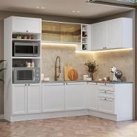 Armário De Cozinha Completa De Canto 399 Cm Branco Vik Madesa 02 Branco - 1