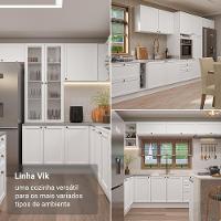 Armário De Cozinha Completa De Canto 399 Cm Branco Vik Madesa 02 Branco - 5
