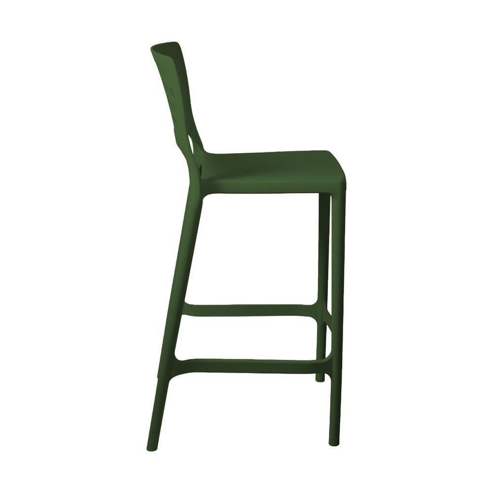 Banqueta Alta Para Bancada E Cozinha Verde Musgo Empilhável Marte Em Polipropileno Acrilys - 2