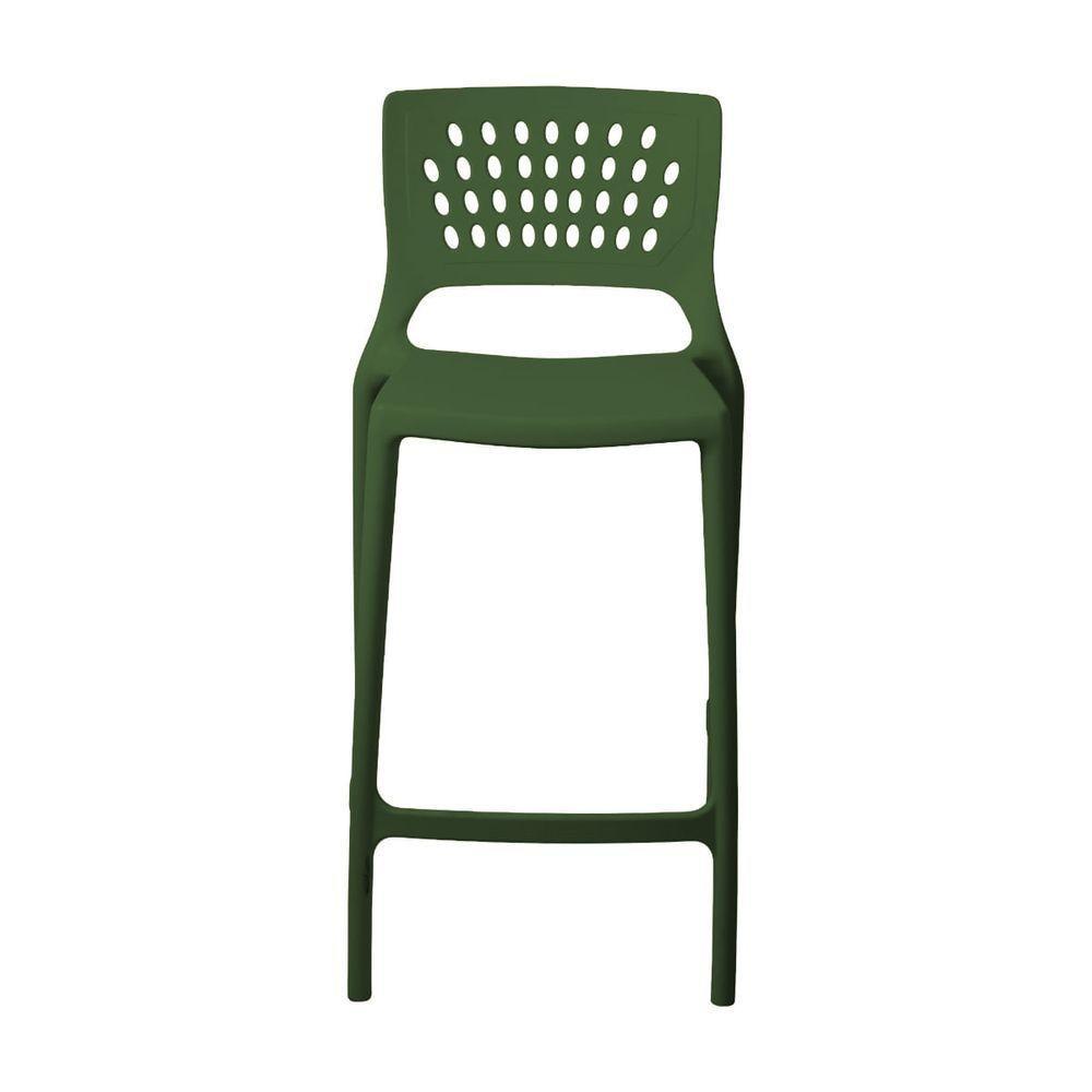 Banqueta Alta Para Bancada E Cozinha Verde Musgo Empilhável Marte Em Polipropileno Acrilys - 3