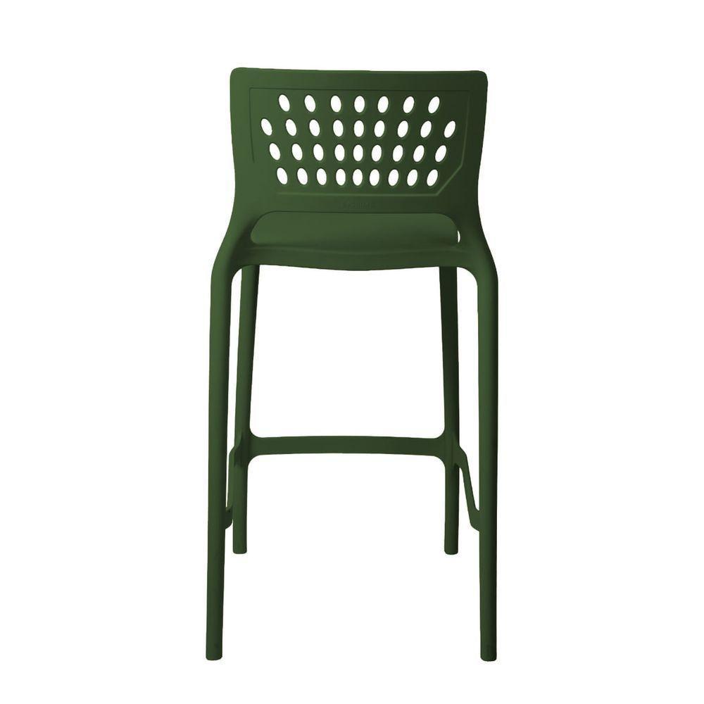 Banqueta Alta Para Bancada E Cozinha Verde Musgo Empilhável Marte Em Polipropileno Acrilys - 4