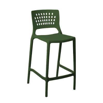Banqueta Alta Para Bancada E Cozinha Verde Musgo Empilhável Marte Em Polipropileno Acrilys