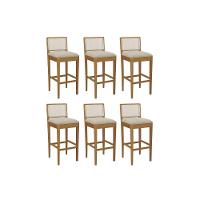 Banqueta Sala De Jantar Sara 1bmm005ca Premium Madeira Maciça Kit 6 Un Carvalho-boucle Bege-tela Bege - Kappesberg - 1